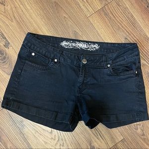 Express black denim shorts